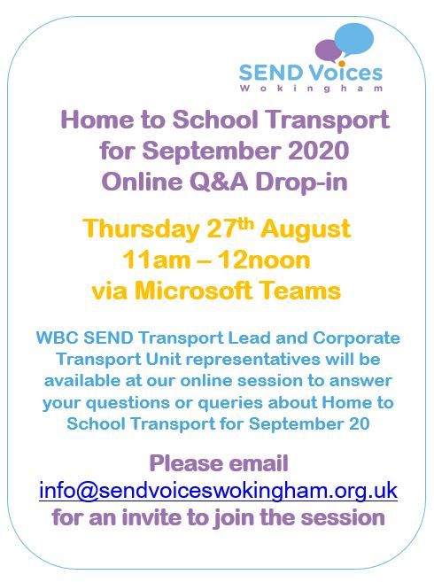 Home to School Transport for September 20 - Update from SEND Team
